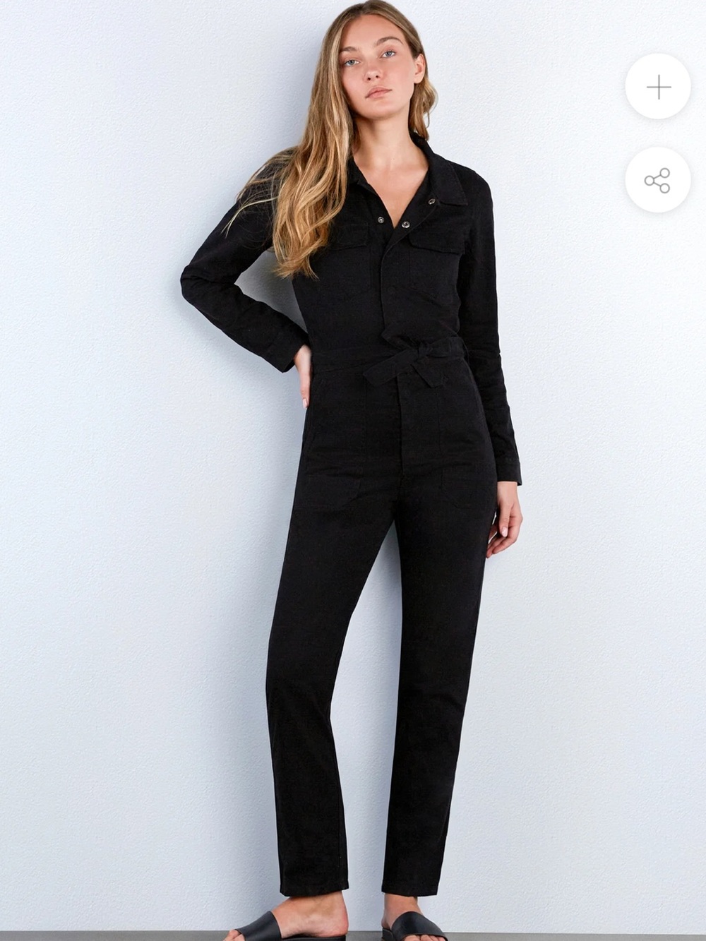 Wash Lab Hi-Bar Black Utility Jumpsuit - Women Size Medium